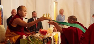 17th Karmapa at KPL in 2011 being offered mandala by Bardor Rinpoche